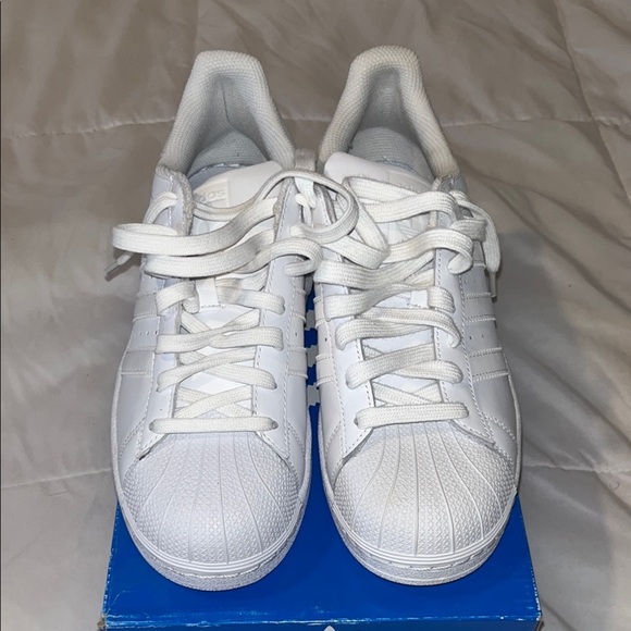 Adidas Superstar All-White Shell Toe Sneakers - Picture 1 of 6